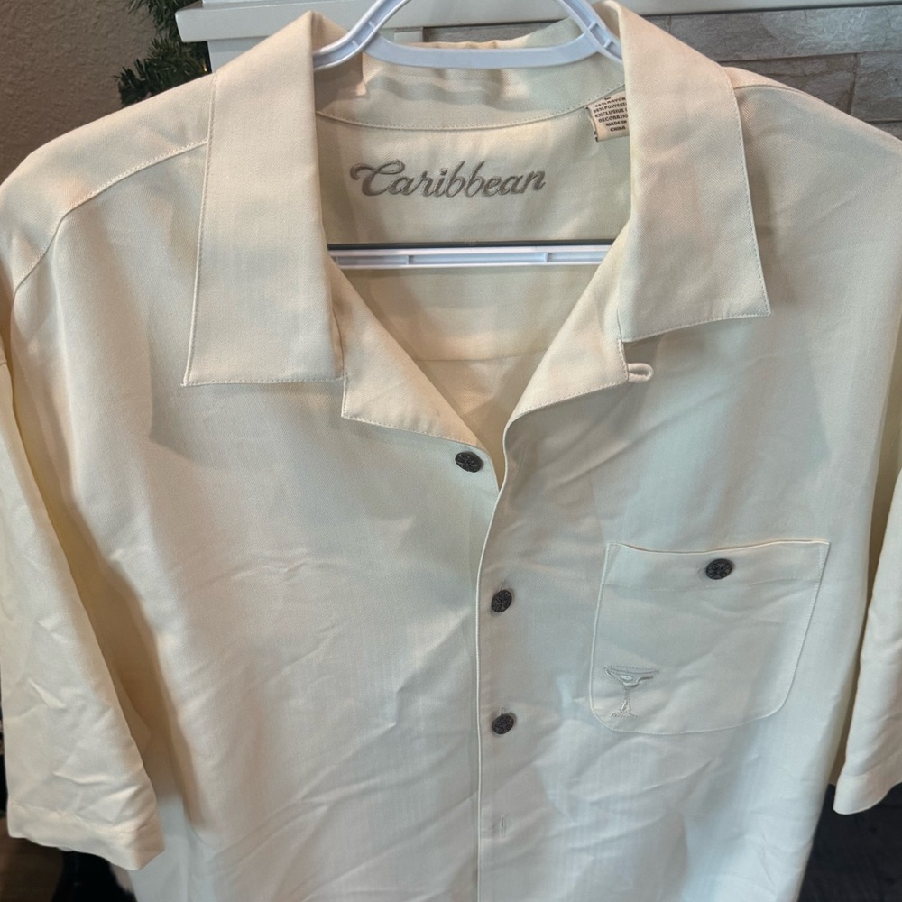 Caribbean Men's Short Sleeve Cream Shirt